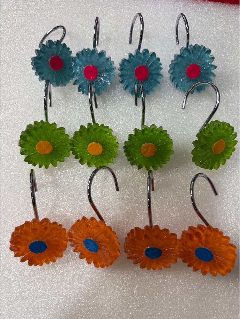 Retro Flower Shower Curtain Hooks Set 12 Colorful Daisy Resin Y2K Groovy